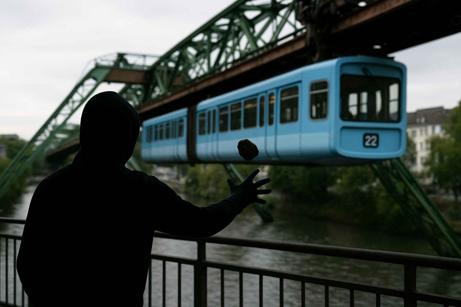 Unfassbar: 13-jähriger schleudert Steine auf fahrende Schwebebahn